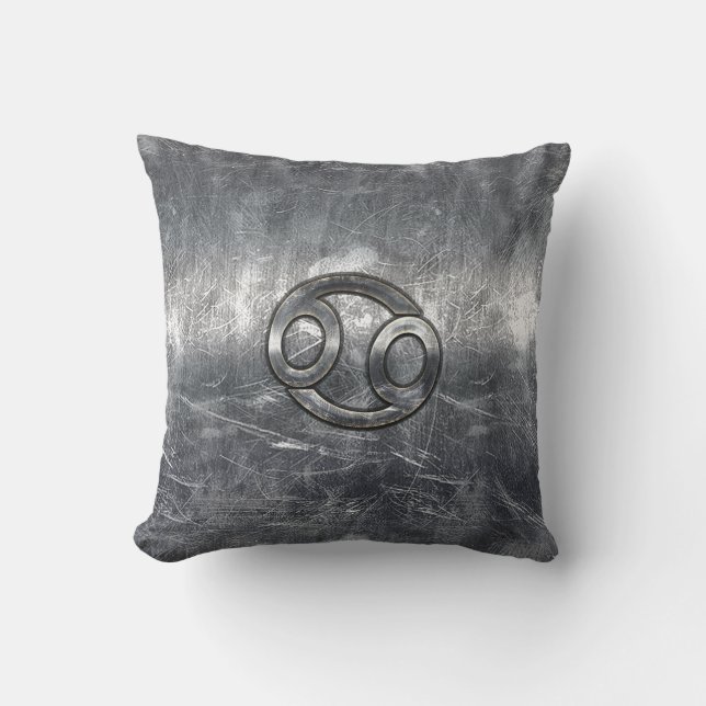 Cancer Zodiac Symbol in Distressed Decor Cushion (Front)