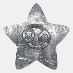 Cancer Zodiac Symbol in Distressed Decor Star Sticker