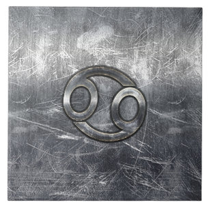 Cancer Zodiac Symbol in Distressed Decor Tile