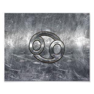 Cancer Zodiac Symbol in Industrial Style Photo Print