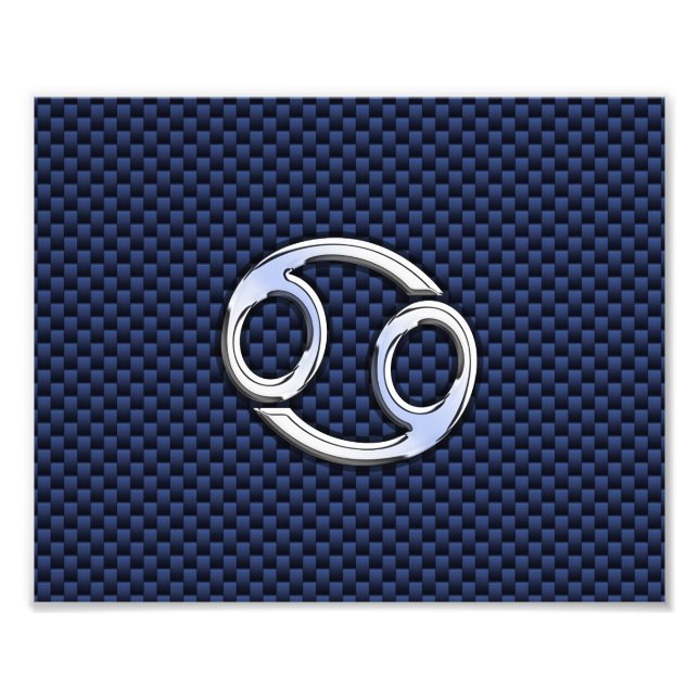 Cancer Zodiac Symbol Navy Blue Carbon Fiber Print (Front)