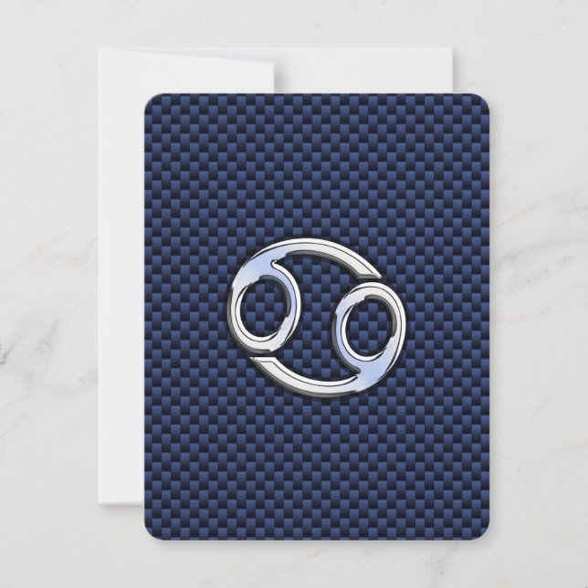 Cancer Zodiac Symbol Navy Blue Carbon Fibre Print (Front)