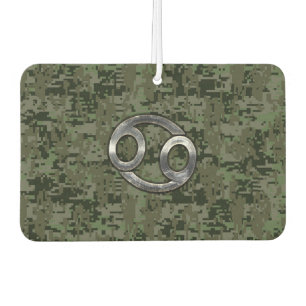 Cancer Zodiac Symbol on Green Digital Camo Car Air Freshener