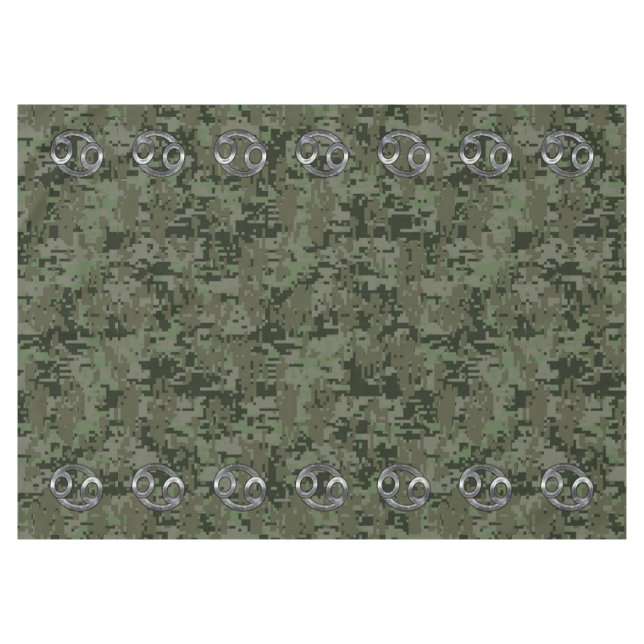 Cancer Zodiac Symbol on Green Digital Camo Tablecloth (Front (Horizontal))
