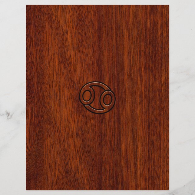 Cancer Zodiac Symbol on Mahogany Style Decor (Front)