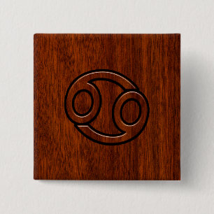 Cancer Zodiac Symbol on Mahogany Style Decor 15 Cm Square Badge
