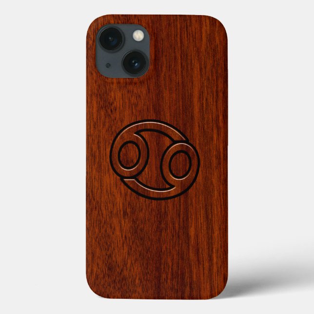 Cancer Zodiac Symbol on Mahogany Style Decor Case-Mate iPhone Case (Back)