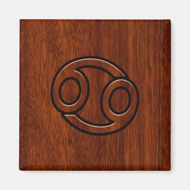 Cancer Zodiac Symbol on Mahogany Style Decor Magnet (Front)