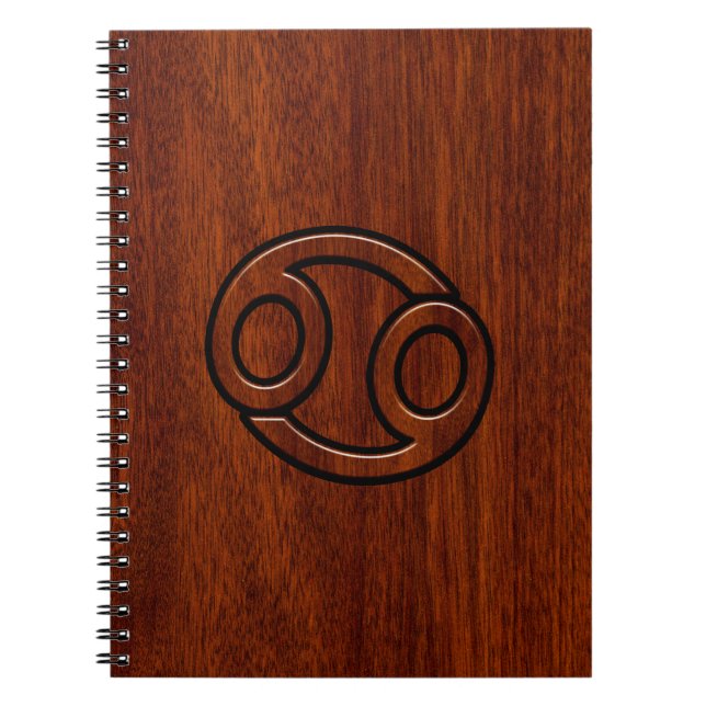 Cancer Zodiac Symbol on Mahogany Style Decor Notebook (Front)