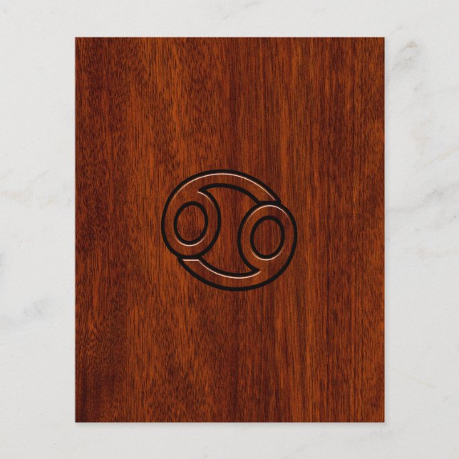 Cancer Zodiac Symbol on Mahogany Wood Style Flyer (Front)
