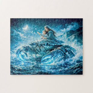 Cancer Zodiac with Mother and Child Reaching for t Jigsaw Puzzle