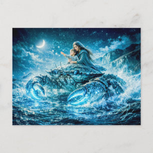 Cancer Zodiac with Mother and Child Reaching for t Postcard