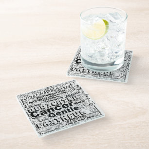Cancer Zodiac Word Cloud Inspiration Glass Coaster
