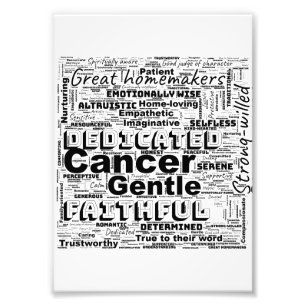 Cancer Zodiac Word Cloud Inspiration Invitation Photo Print