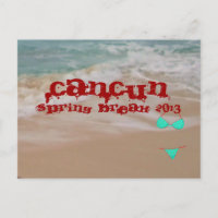 Cancun 2013 Spring Break Beach Waves Postcard