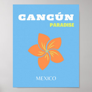 Cancun Art, Tropical Art, Travel Art, Preppy, Blue Poster