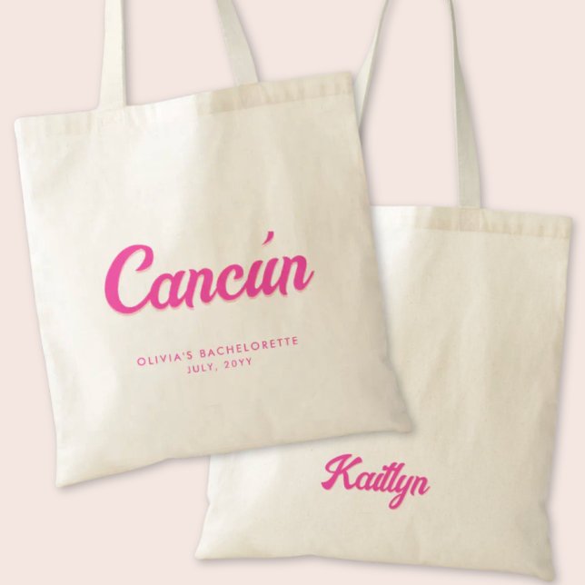 Cancún Bachelorette Party Personalised Tote Bag (Cancun Bachelorette Party Tote Bag)