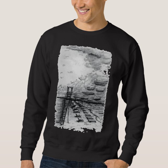 Cancun Beach cloudy black and white Sweatshirt (Front)