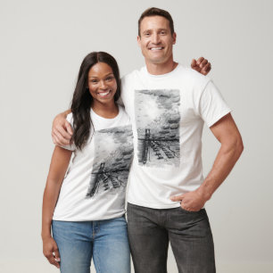 Cancun Beach cloudy black and white T-Shirt