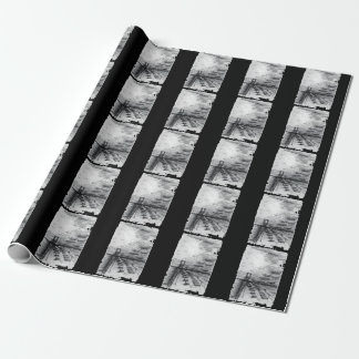 Cancun Beach cloudy black and white Wrapping Paper