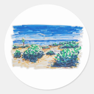 Cancun Beach colourful and fresh Classic Round Sticker