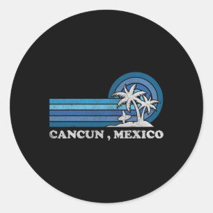 Cancun Beach Mexico Family Summer Vacation Vintage Classic Round Sticker