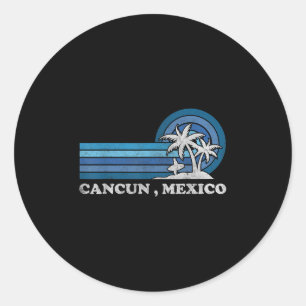 Cancun Beach Mexico Family Summer Vacation Vintage Classic Round Sticker