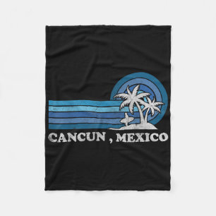 Cancun Beach Mexico Family Summer Vacation Vintage Fleece Blanket