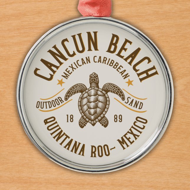 Cancun Beach Mexico | Paradise Mexican Caribbean Metal Ornament (Creator Uploaded)