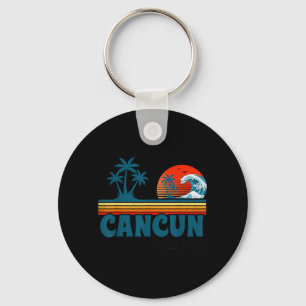 Cancun Beach Mexico Retro Sunset Tropical Summer Key Ring