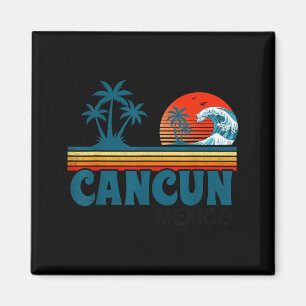 Cancun Beach Mexico Retro Sunset Tropical Summer Magnet