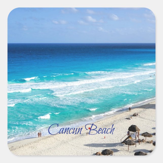 Cancun Beach, Mexico Square Sticker (Front)