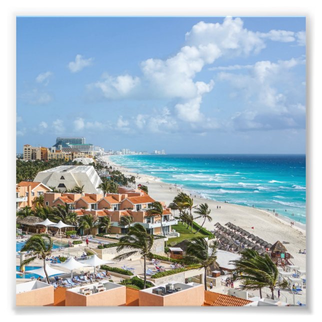 Cancun city on beachside photo print (Front)