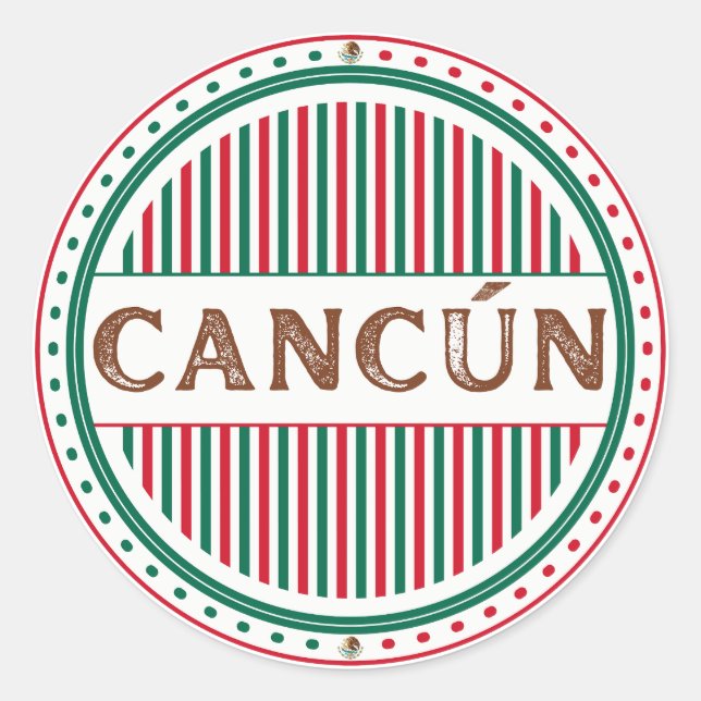 Cancun City Pride Emblem – Mexican Identity Classic Round Sticker (Front)