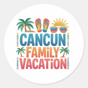 Cancun Family Vacation Mexico Beach Trip Classic Round Sticker