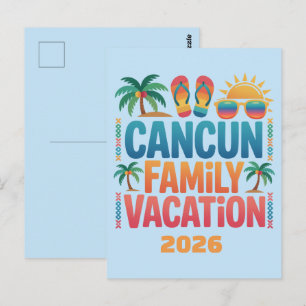 Cancun Family Vacation Mexico Beach Trip Postcard