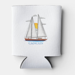 Cancun Florida Coastal Nautical Sailing Sailor Can Cooler