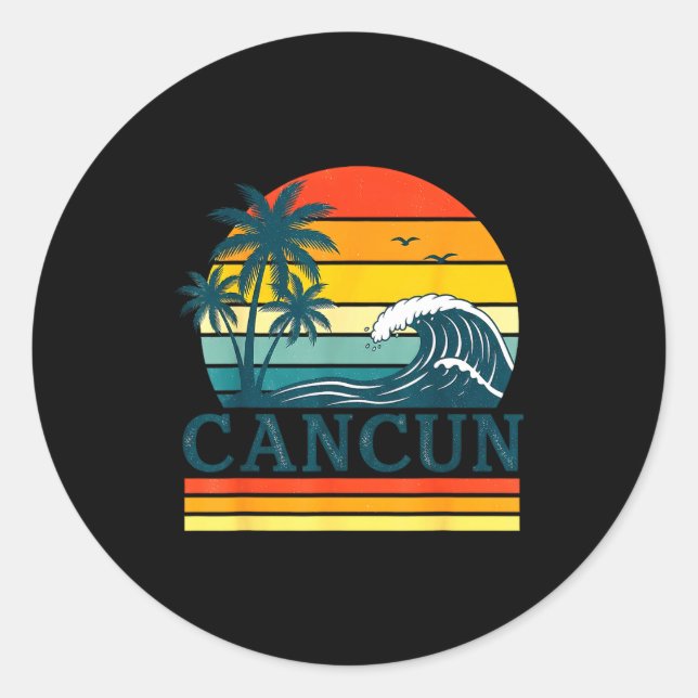 Cancun Holiday Christmas Trip Vacation Matching  Classic Round Sticker (Front)