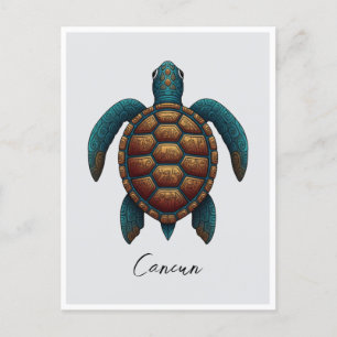 Cancun Mayan design sea turtle Postcard