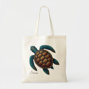 Cancun Mayan design sea turtle Tote Bag