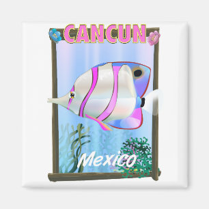 Cancun Mexican tropical travel poster Magnet
