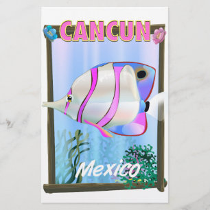 Cancun Mexican tropical travel poster Stationery