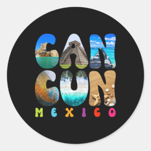 Cancun Mexico 2025 Vacation Beach Matching Family  Classic Round Sticker
