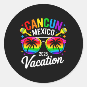 Cancun Mexico 2025 Vacation Travel Trip Beach Summ Classic Round Sticker