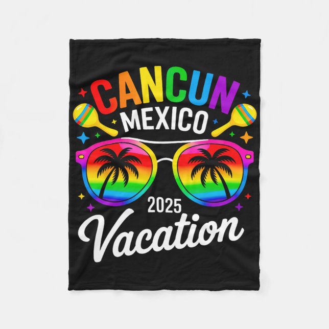 Cancun Mexico 2025 Vacation Travel Trip Beach Summ Fleece Blanket (Front)