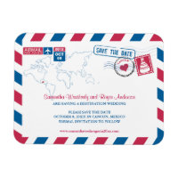 Cancun Mexico Air Mail Wedding Save the Date 3x4