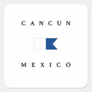 Cancun Mexico Alpha Dive Flag Square Sticker