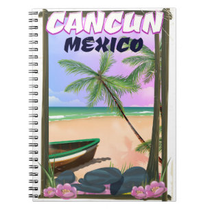 Cancun Mexico beach poster. Notebook