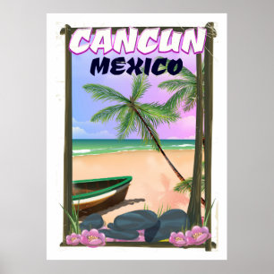 Cancun Mexico beach poster. Poster