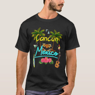 Cancun Mexico Beach Summer Palm Surf Sun Set Palm T-Shirt